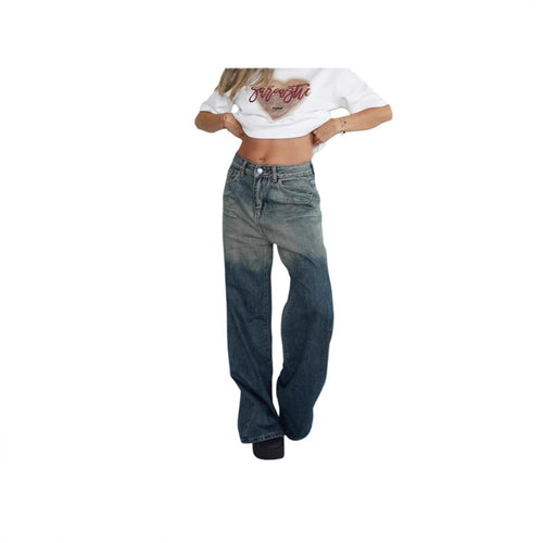 Women's loose high-waist jeans with trendy gradient and wide leg Lune London