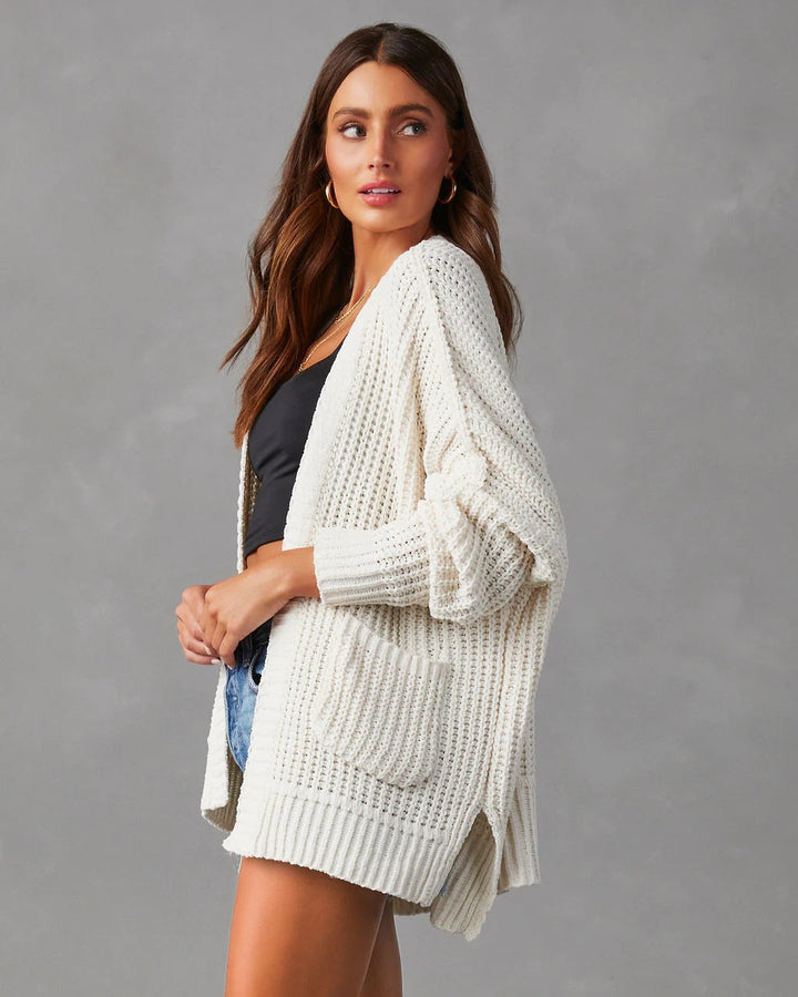 Ladies Casual Knit Vest with Pockets and Open Front Lune London