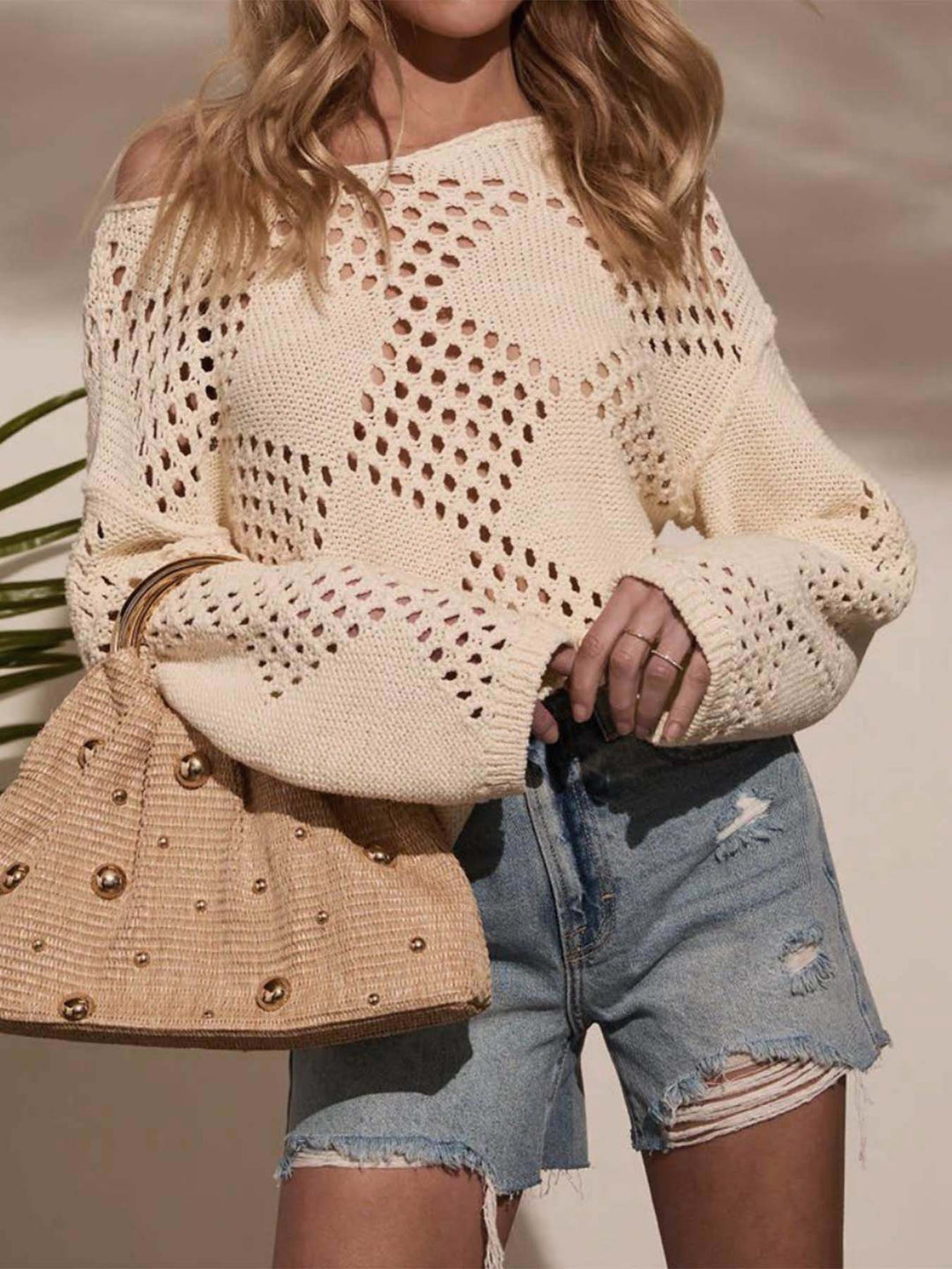 Open knit pullover for women with a breathable mesh structure Lune London
