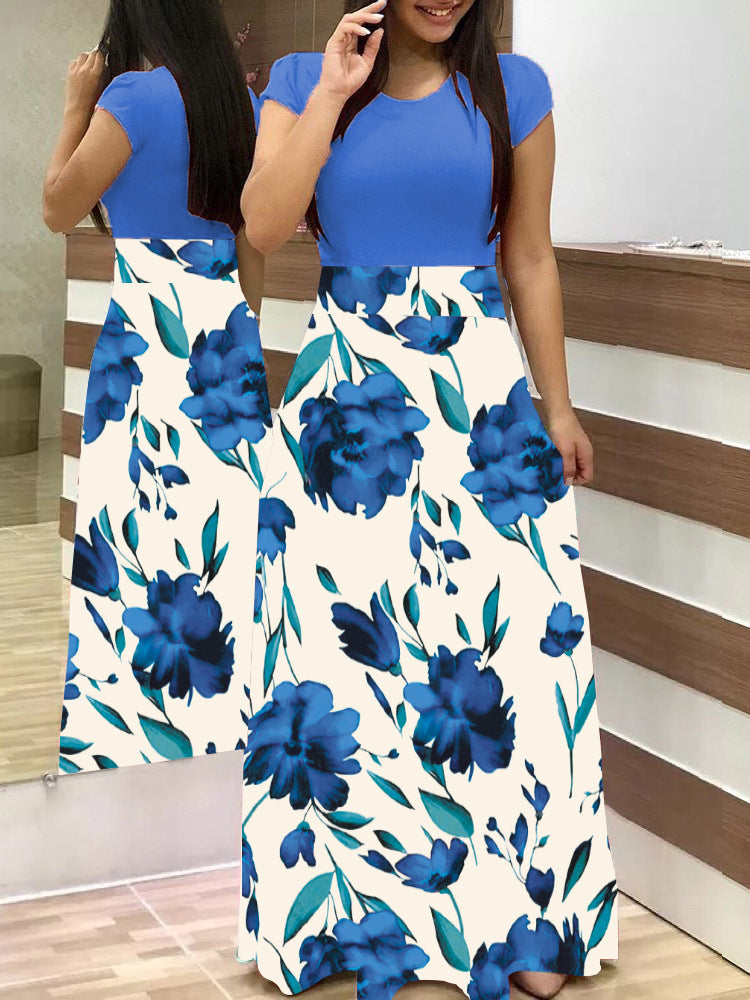 Women's Elegant Maxi Dress with Graphic Print and Flexible Waist Lune London