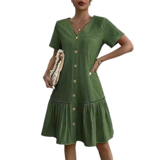 Casual dress for women with button closure and ruffles Lune London