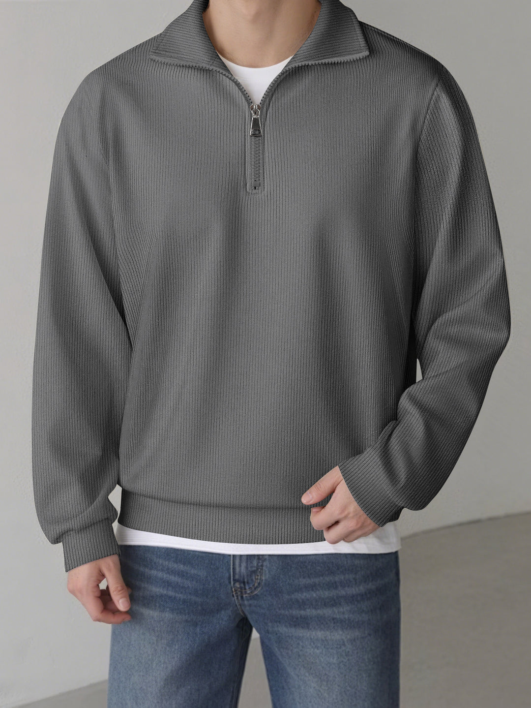 Casual pullover for men with half zipper Lune London