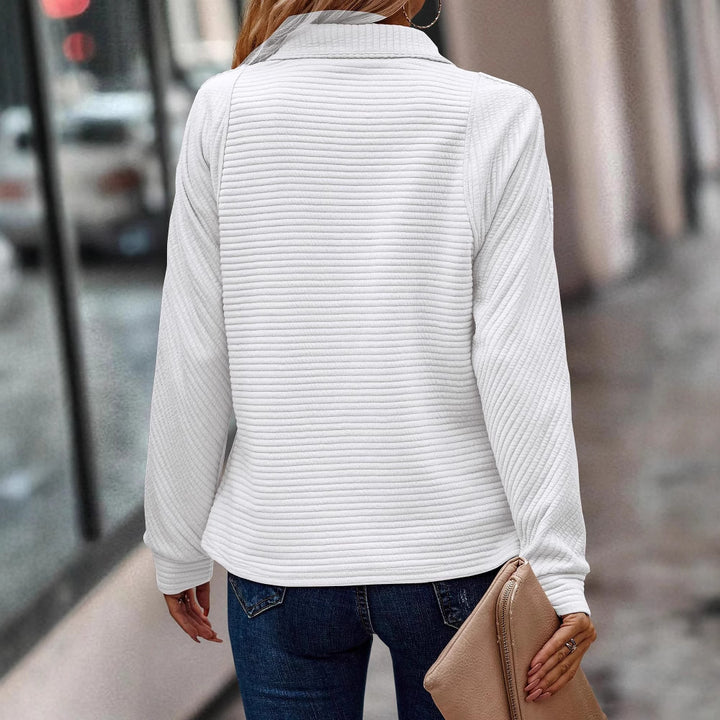 Casual sweatshirt jacket for women with stand-up collar and textured pattern Lune London