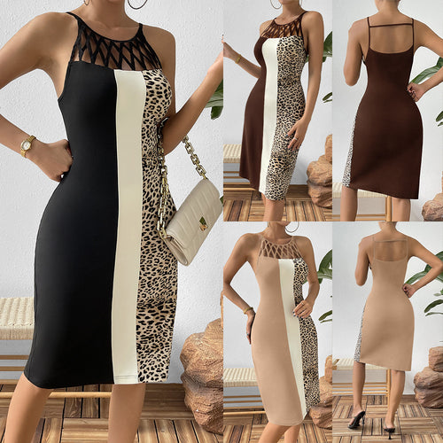 Elegant fitted dress for women with cut-out details and a leopard pattern Lune London