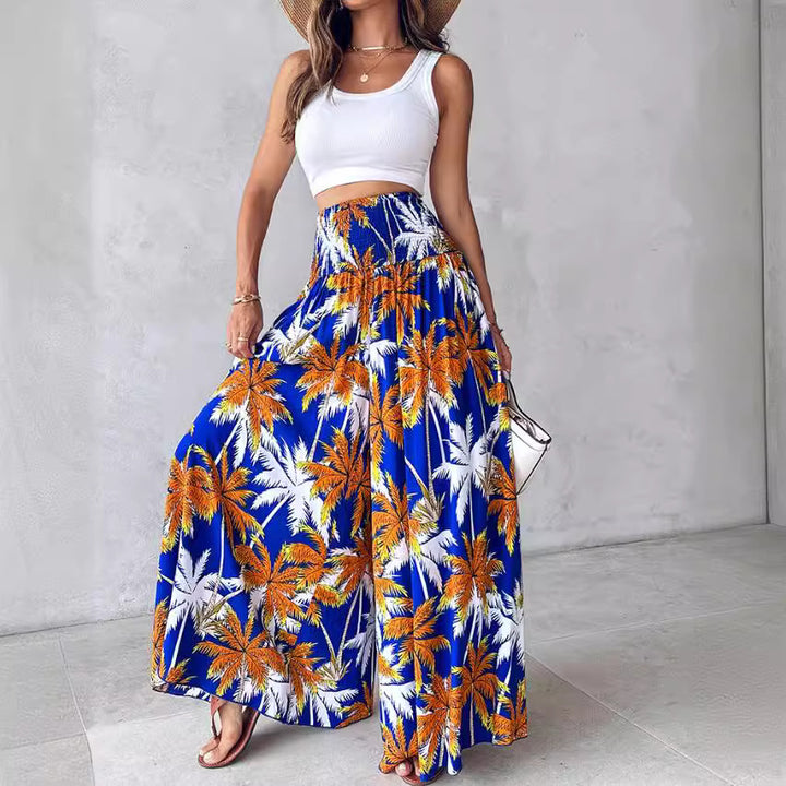 Ladies tropical print wide pants Lune London