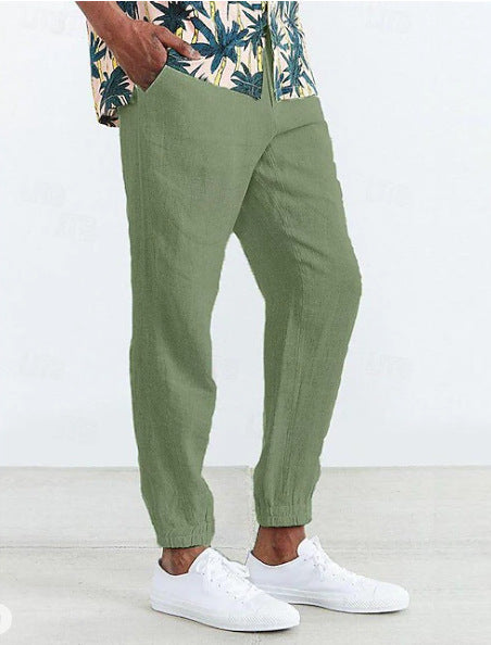 Casual linen pants for men with elastic waist and side pockets Lune London