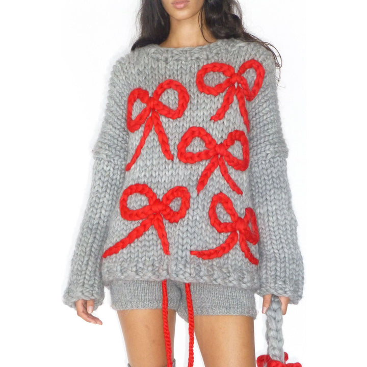 Chunky knit sweater for women with a playful knot design Lune London