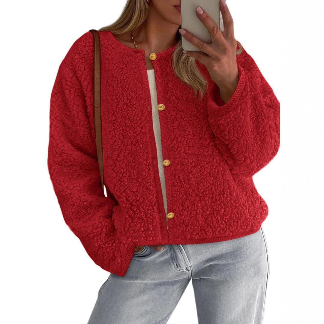 Veste en polaire confortable pour femmes avec détail de bouton et coupe surdimensionnée Chic & Stil