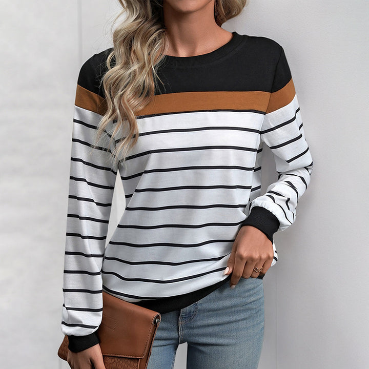 Trendy striped sweater for women with contrasting sleeves Lune London