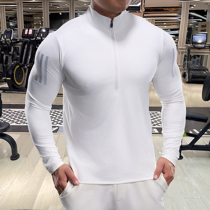 Men's Breathable Fitness Top with Short Zip Lune London