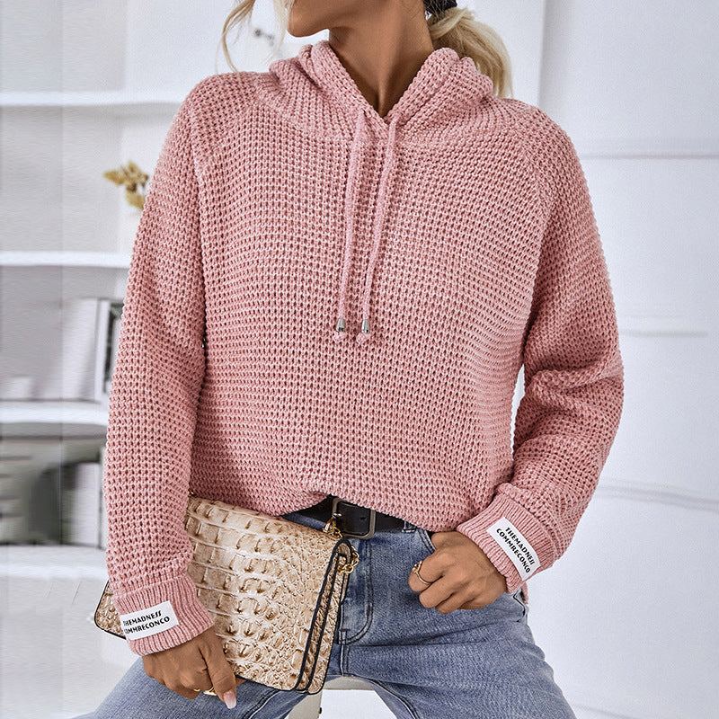 Comfortable hoodie for women with textured knit pattern and side slits Lune London