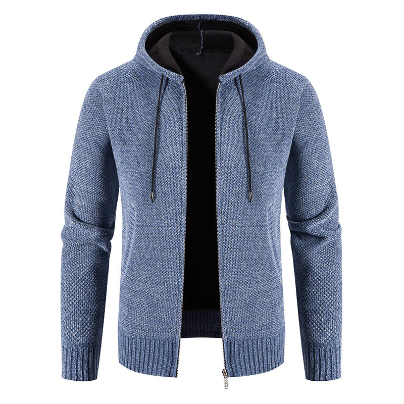 Men's knit hoodie jacket with structured design Lune London