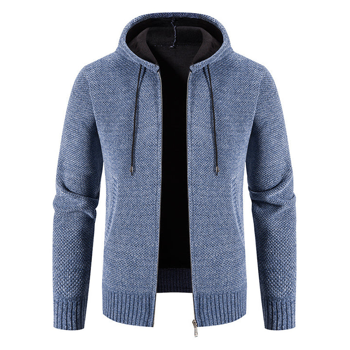Men's knit hoodie jacket with structured design Lune London