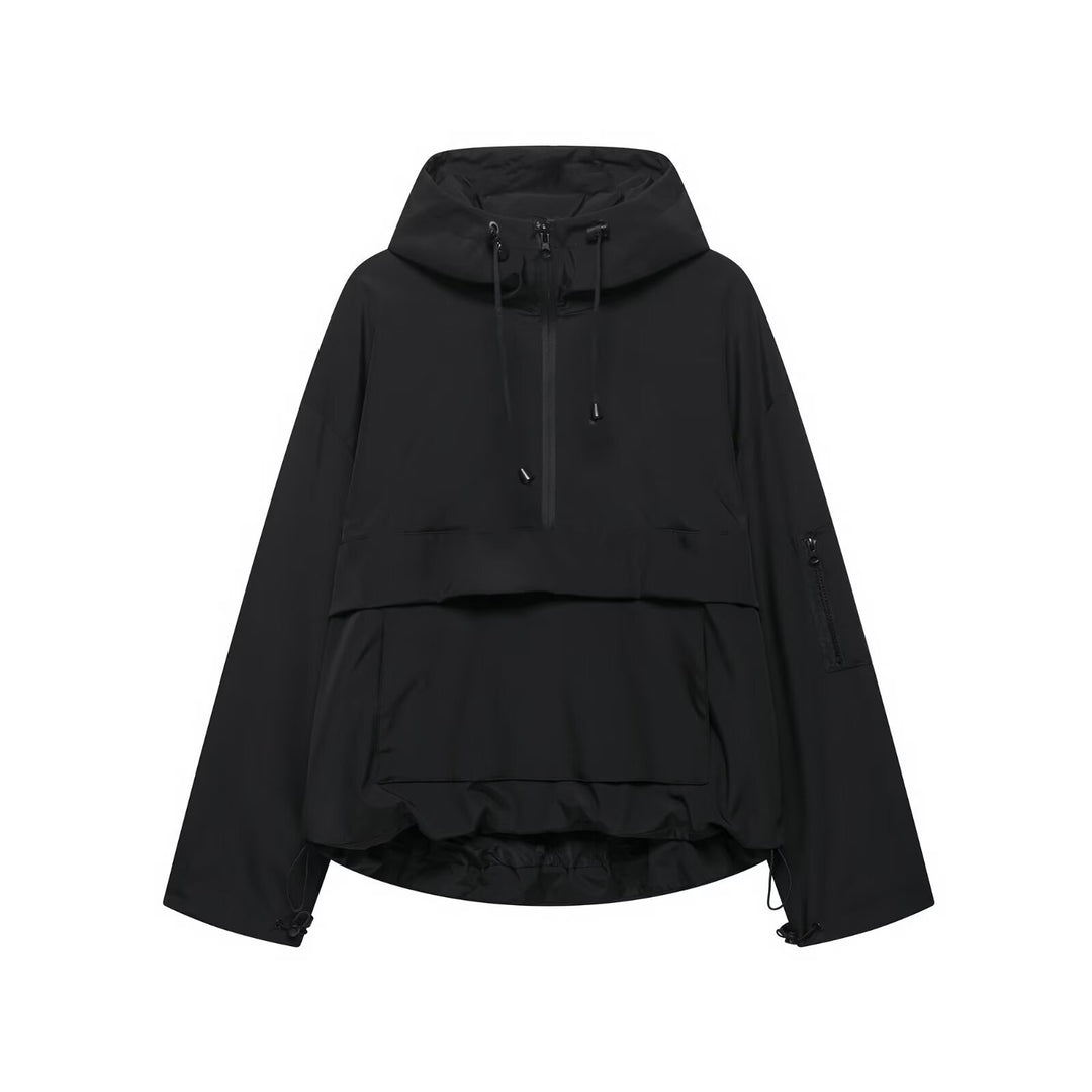 Lightweight transition jacket for women with practical zipper and adjustable hood drawstring Lune London