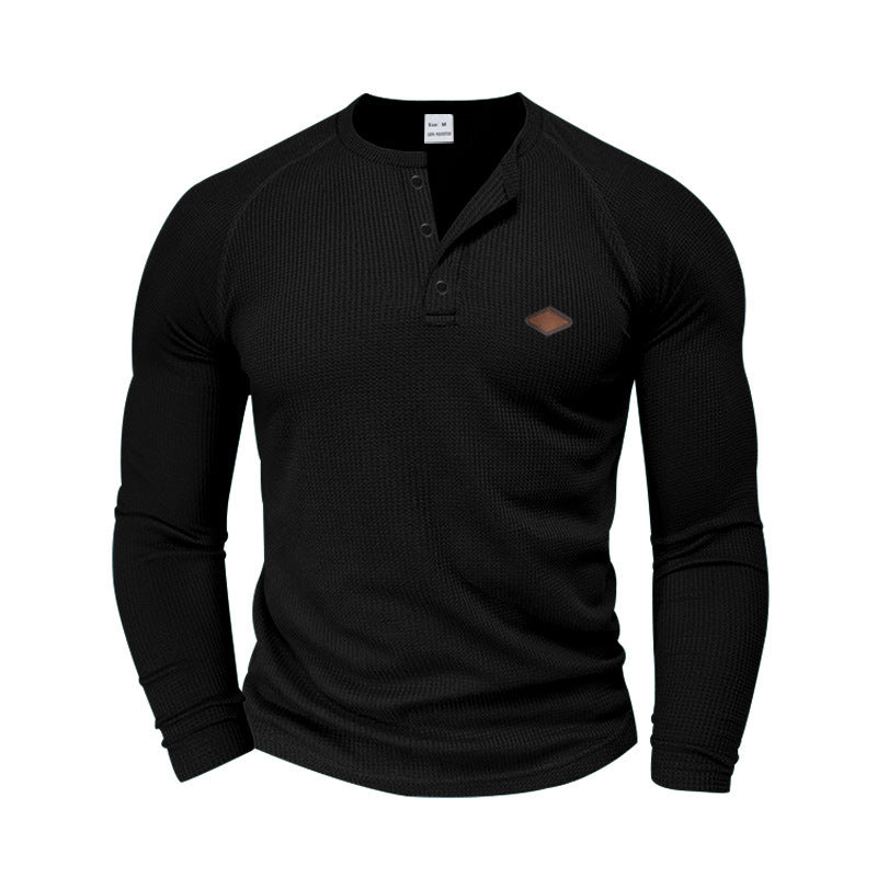 Long sleeve shirt for men in textured fabric with practical buttons Lune London