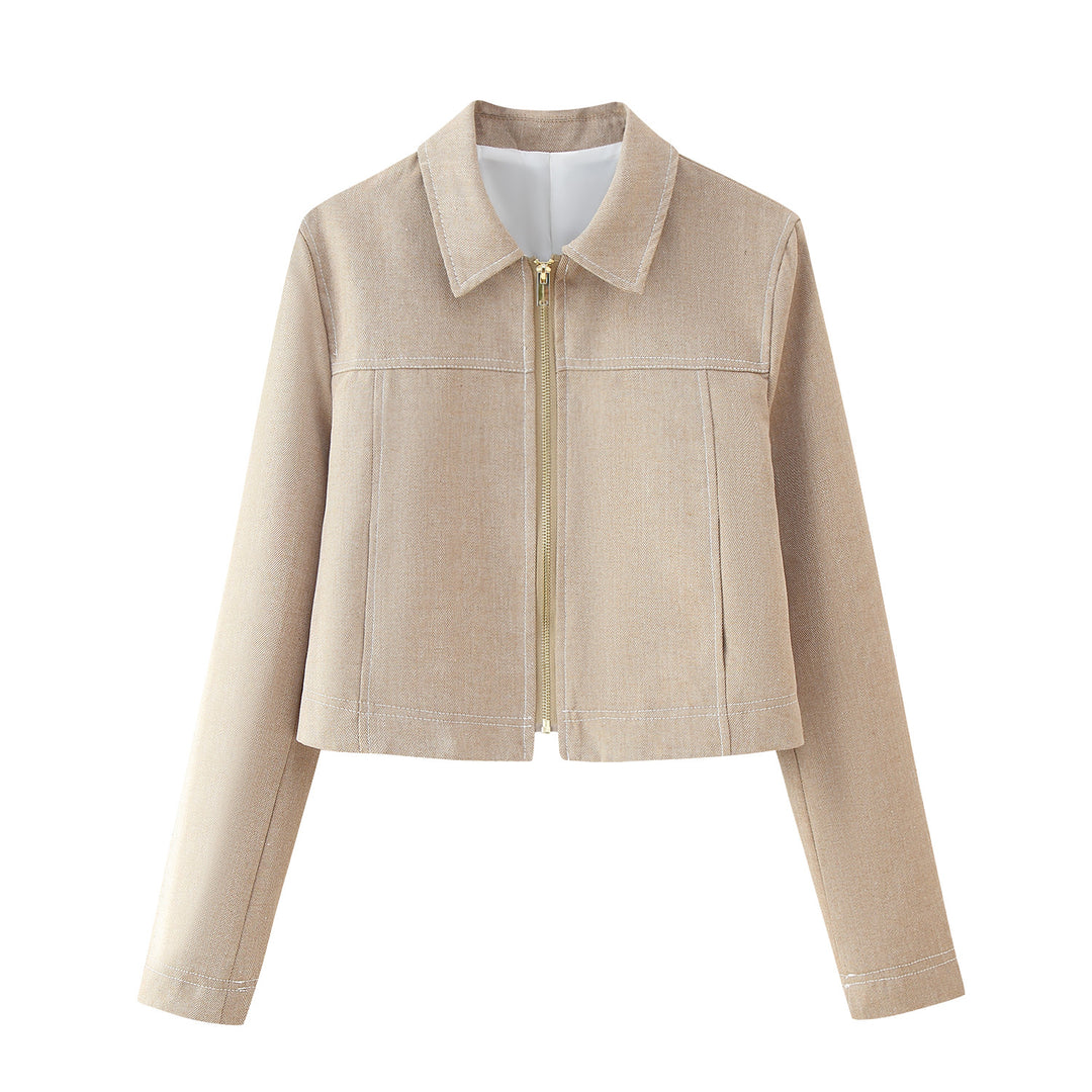 Cropped jacket for ladies in high-quality fabric with elegant zipper Lune London