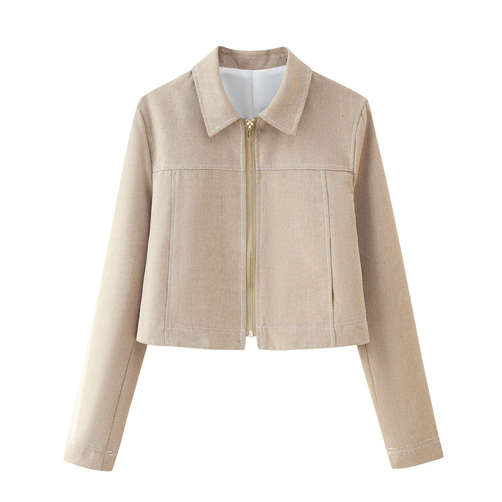 Cropped jacket for ladies in high-quality fabric with elegant zipper Lune London