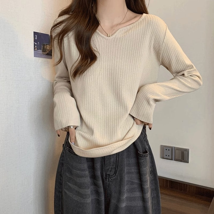 Women's casual long-sleeve shirt with fine ribbed texture Chic & Stil