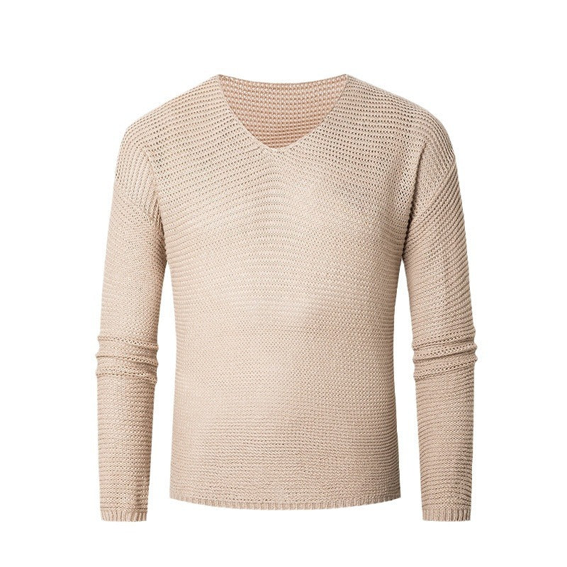 V-neck knit pullover for men in breathable material Lune London