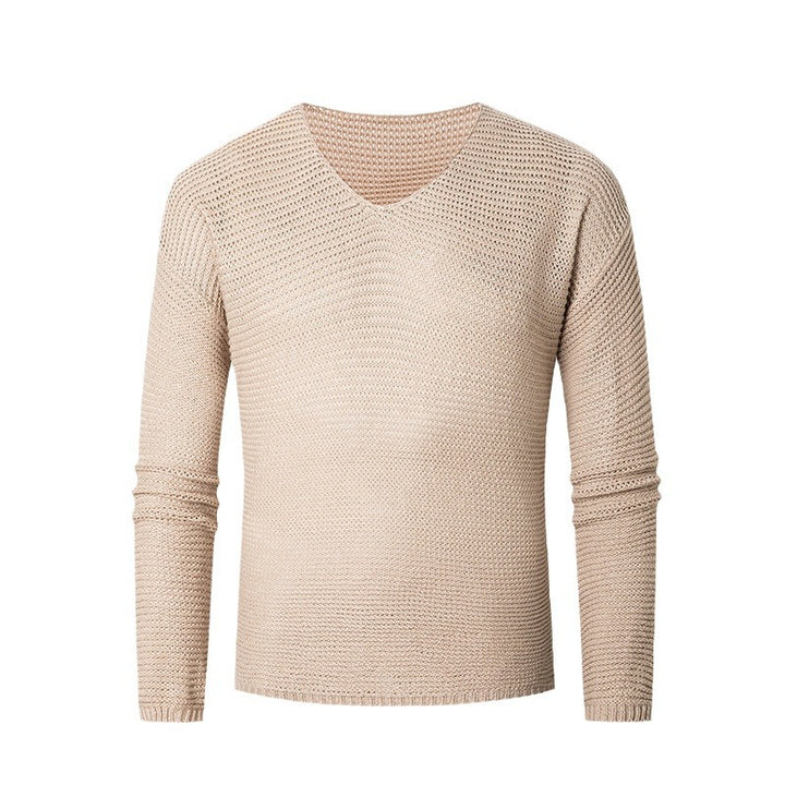 V-neck knit pullover for men in breathable material Lune London