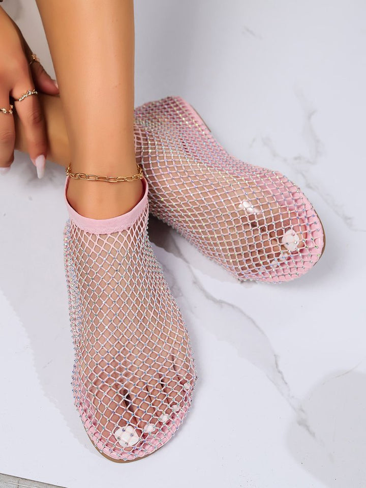 Glamorous ladies mesh shoes with rhinestone embellishments Lune London