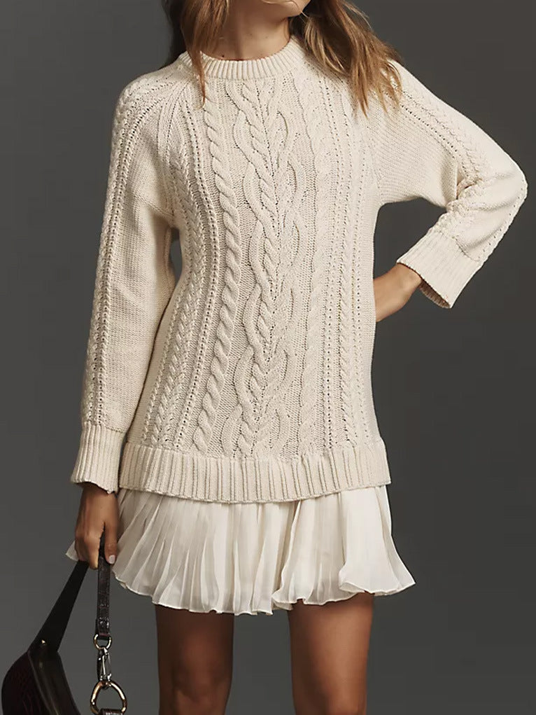 Knit dress for women with pleated skirt and Lune London details