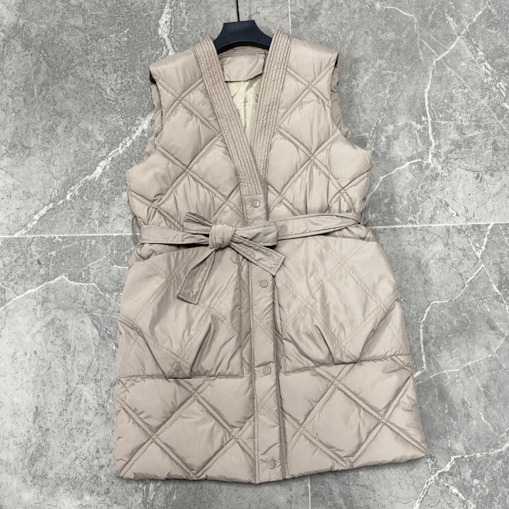 Quilted jackets for women with belt and high collar Lune London