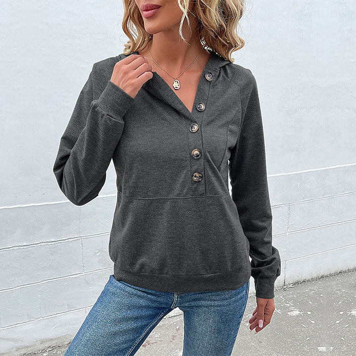 Casual women's hoodie with button placket and high-quality cotton Lune London