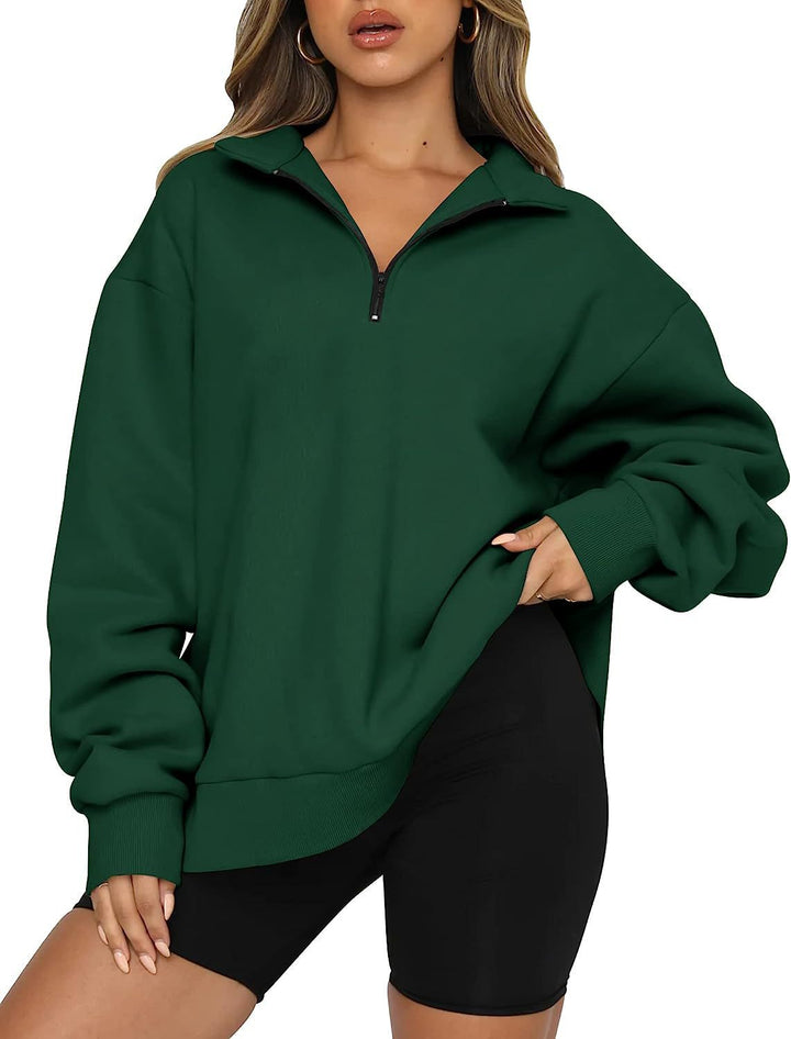 Women’s hoodie with half zipper and relaxed fit Lune London