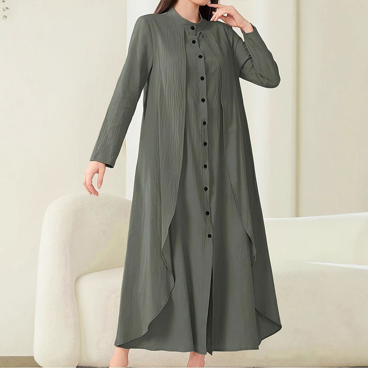 Midi dress for women with a fluid cut and button placket Lune London