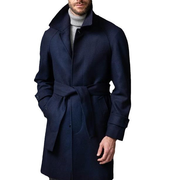 Elegant coat for men with a belt at the waist and modern accents Lune London