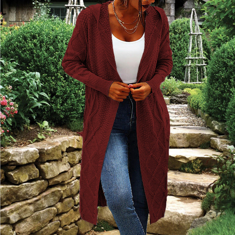 Ladies Chunky Knit Cardigan with Elegant Twisted Pattern Lune London