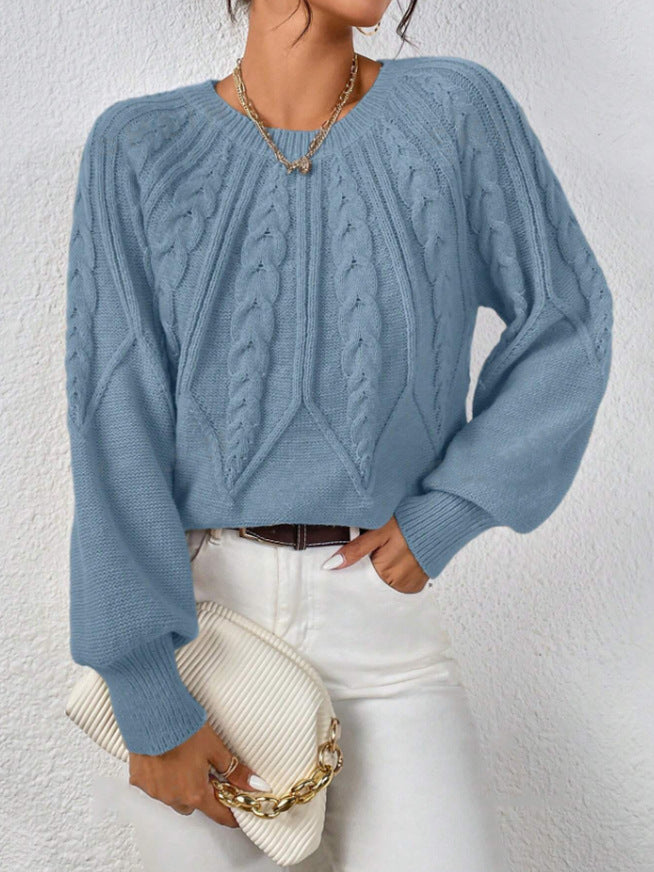 Knit sweater for women with cable pattern and wide sleeves Lune London