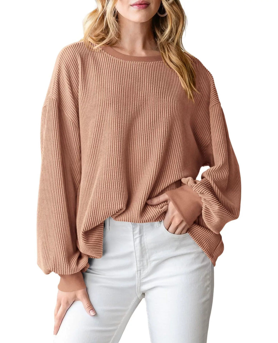 Pull en rib avec des manches amples pour femmes Lune London