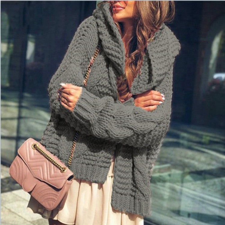 Ladies oversized knitted cardigan with asymmetrical cut and oversized sleeves Lune London