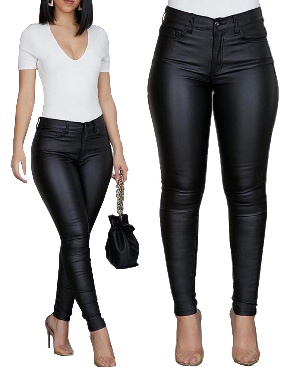 Pantalons ajustés taille haute pour femmes Chic & Stil
