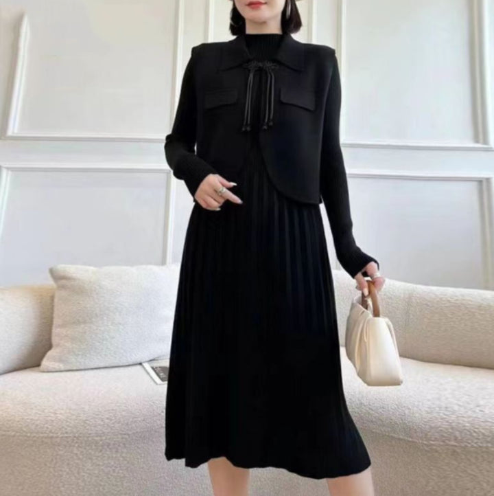 Ladies' knitted dress with combined blazer design and fine ribbed structure Lune London