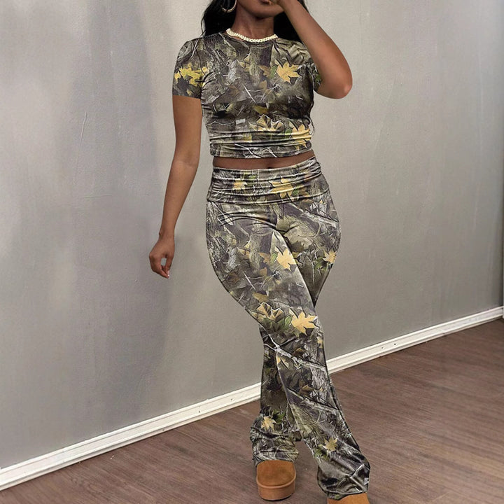Ladies Camouflage Print Lounge Set Lune London