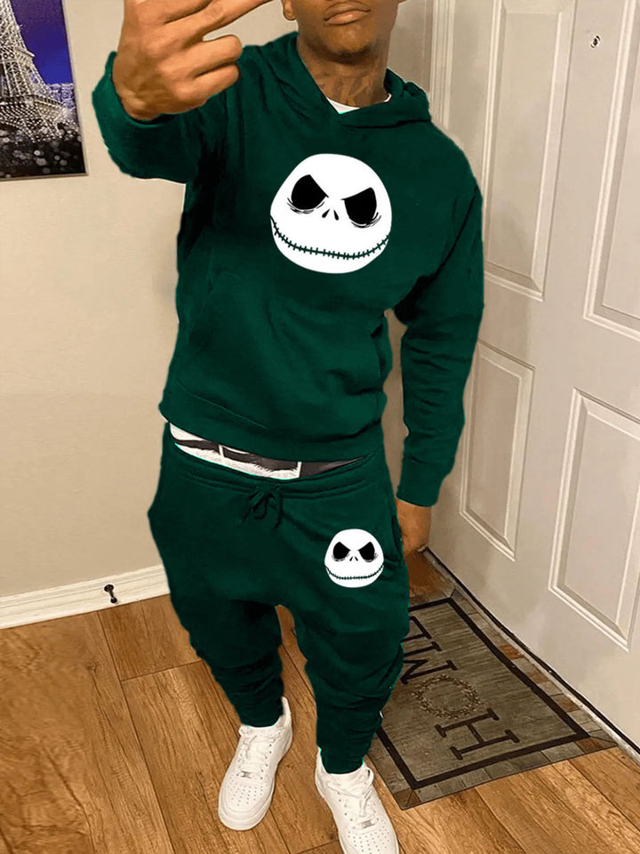 Women's sporty hoodie and jogger pants set with Jack Skellington pattern Lune London