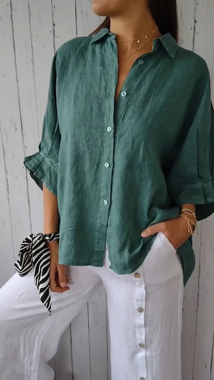 Women Light Linen Blouse with Loose Fit Lune London