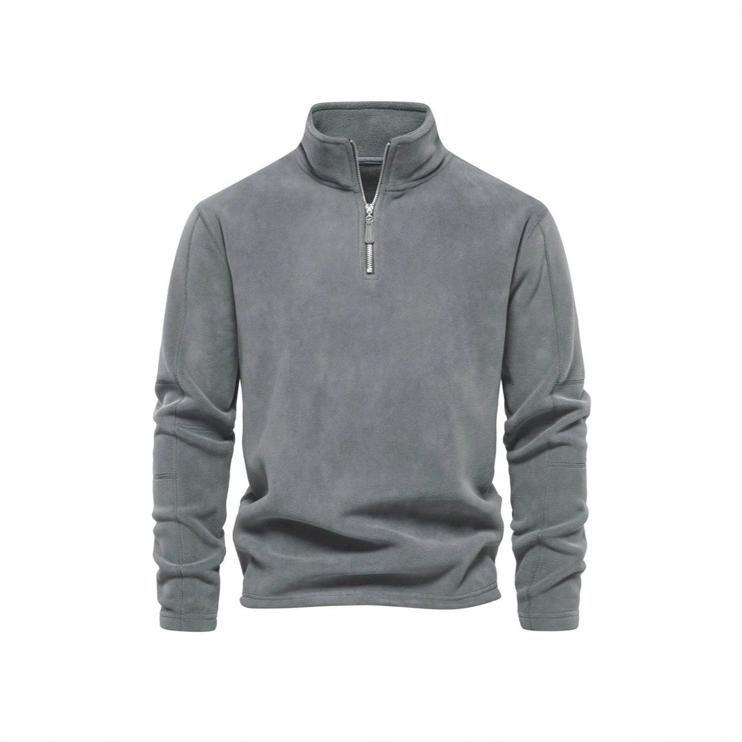 Men's Fleece Pullover with practical zip elements and high collar Lune London