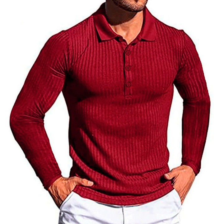 Lune London textured long-sleeve polo shirt for men