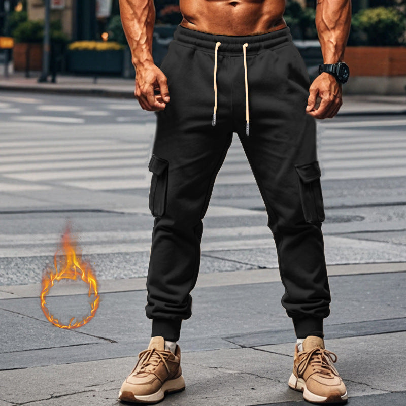 Men's Sporty Cargo Jogging Pants with Elastic Waistband and Practical Pockets Lune London