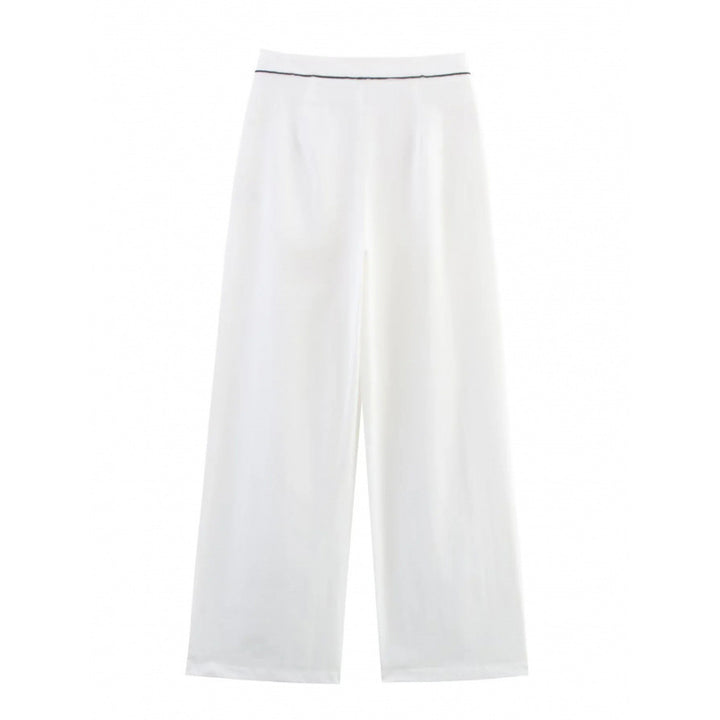 Wide-leg high-waisted women's trousers with elegant belt ornament Lune London