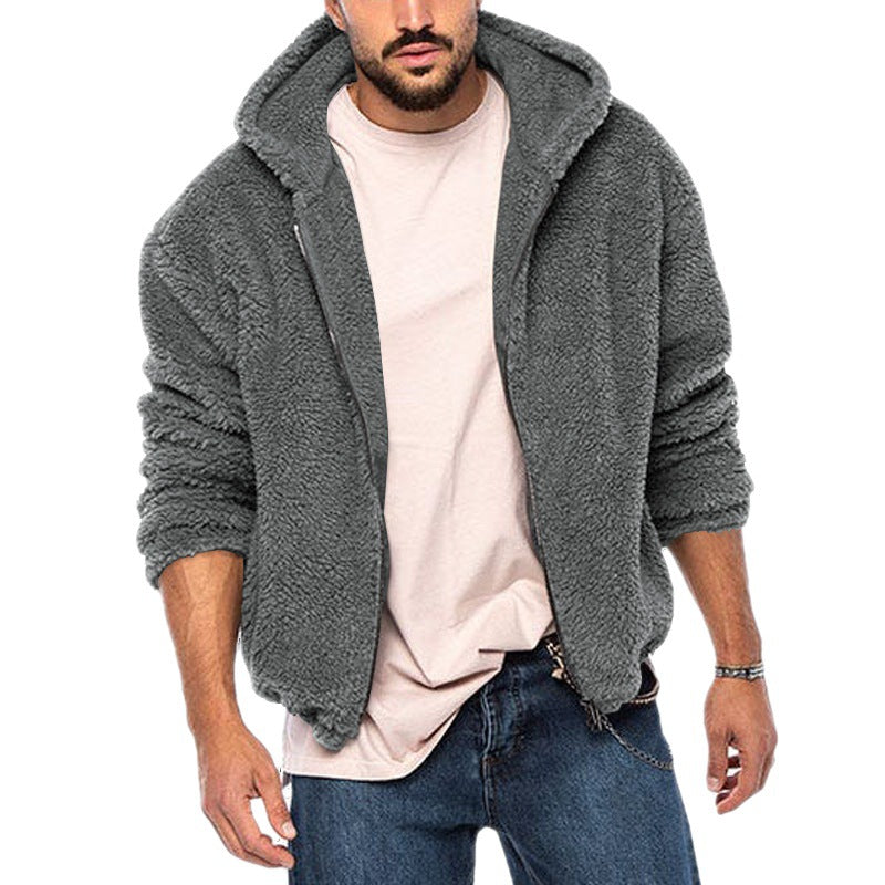 Men's Comfortable Fleece Jacket with Hood and Zipper Lune London