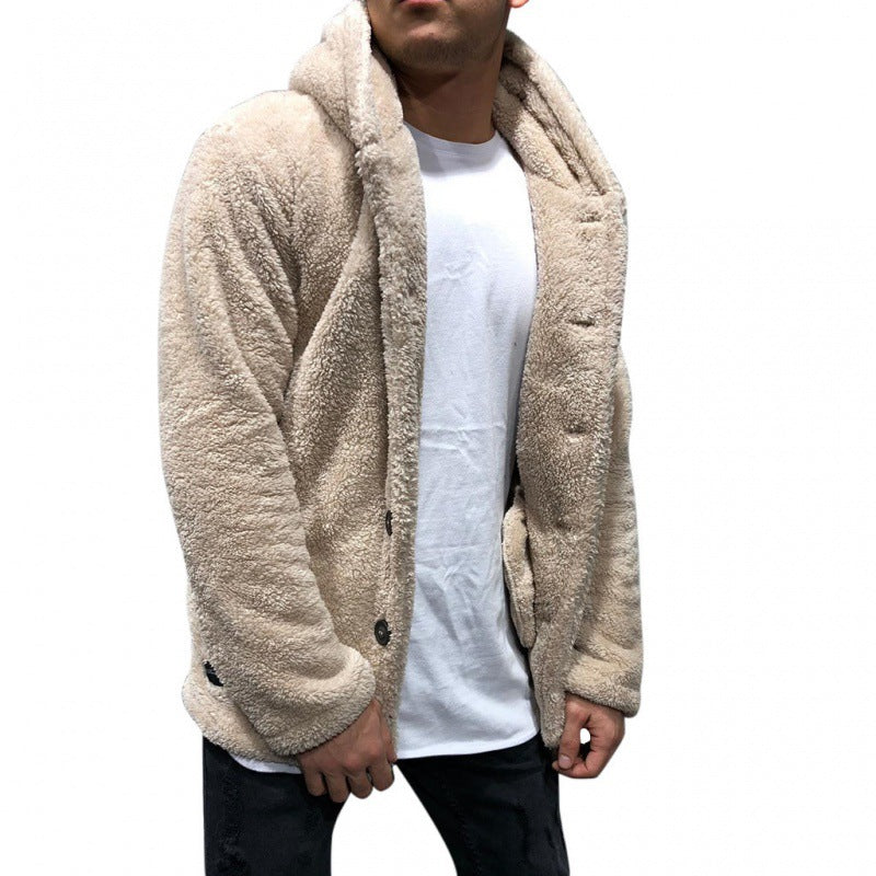 Men's fleece jacket with hood and button closure Lune London