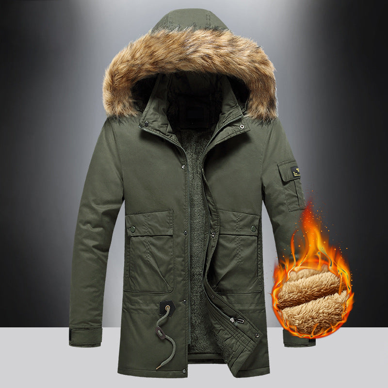Warm winter parka for men with removable faux fur collar Lune London