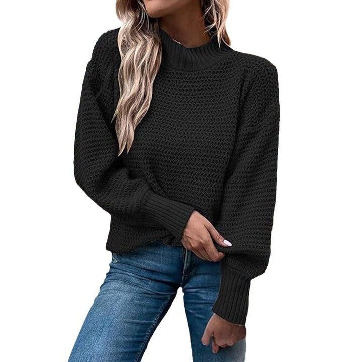 Knit sweater with high collar and structured pattern for women Chic und Stil