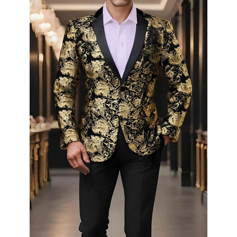 Veste de smoking élégante pour hommes avec un luxueux motif floral en jacquard Lune London