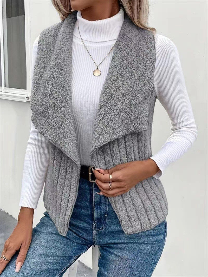 Femme gilet en tricot à col ouvert Chic und Stil